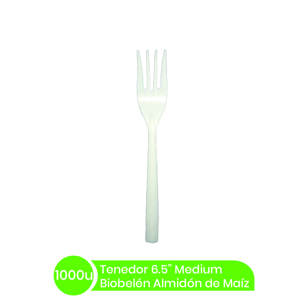 Tenedor #6.5 BIOBELEN Medium 1000 unid Almidon Maiz