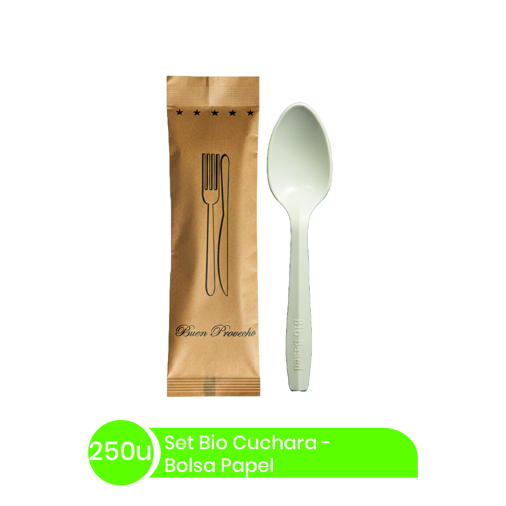 Set Cuchara BIO + Serv Bolsa Papel 250unid