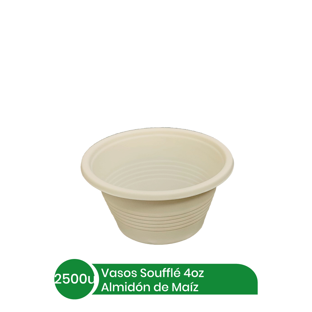 Vasos Souffle 4oz BIO Almidon Maiz BEIGE 25x100 unid