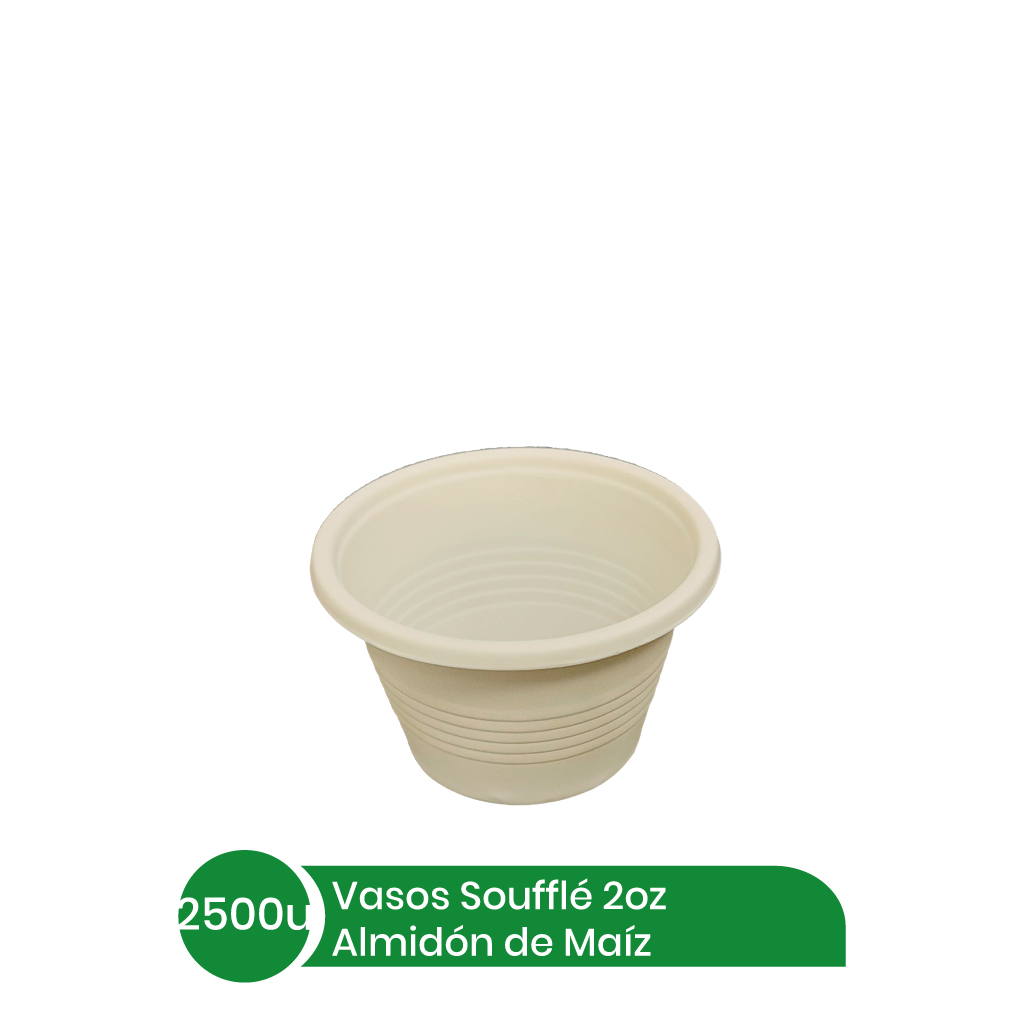 Vasos Souffle 2oz BIO Almidon Maiz 25x100 unid EB