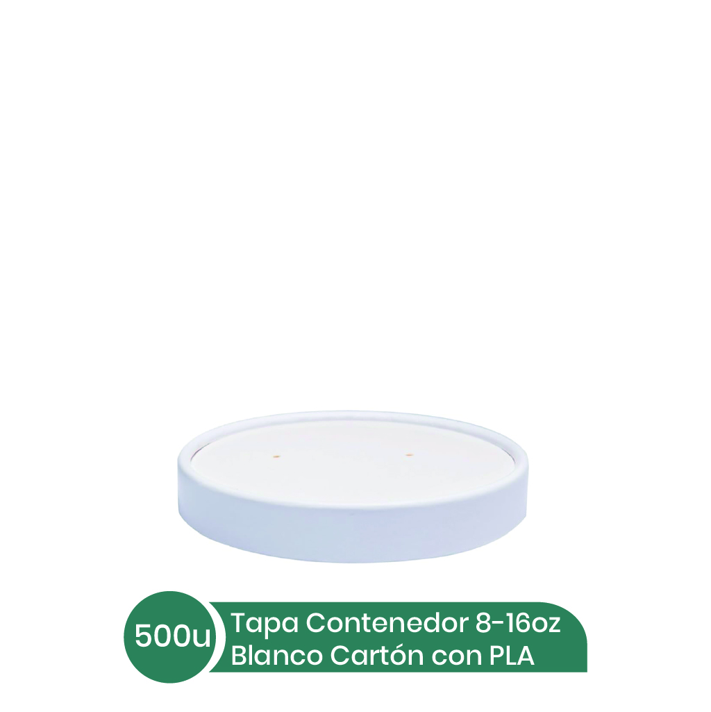 Tapa #8-16 Contenededores Carton+PLA 20x25 unid