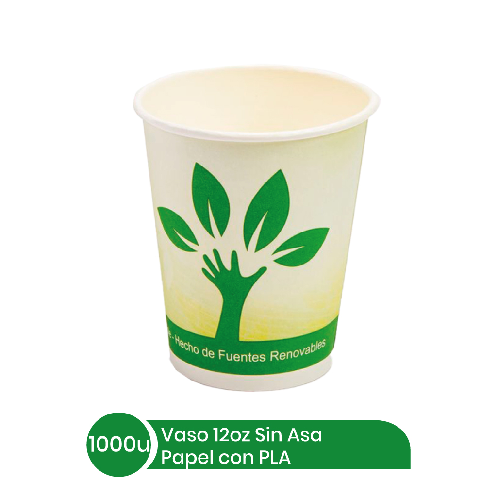 Vasos #12 Hot BIOBELEN PLA+papel 20x50 unid