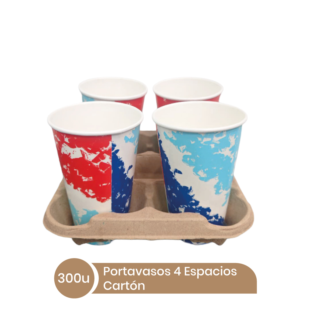 Portavasos Desechables 4 espacios 300 unidades