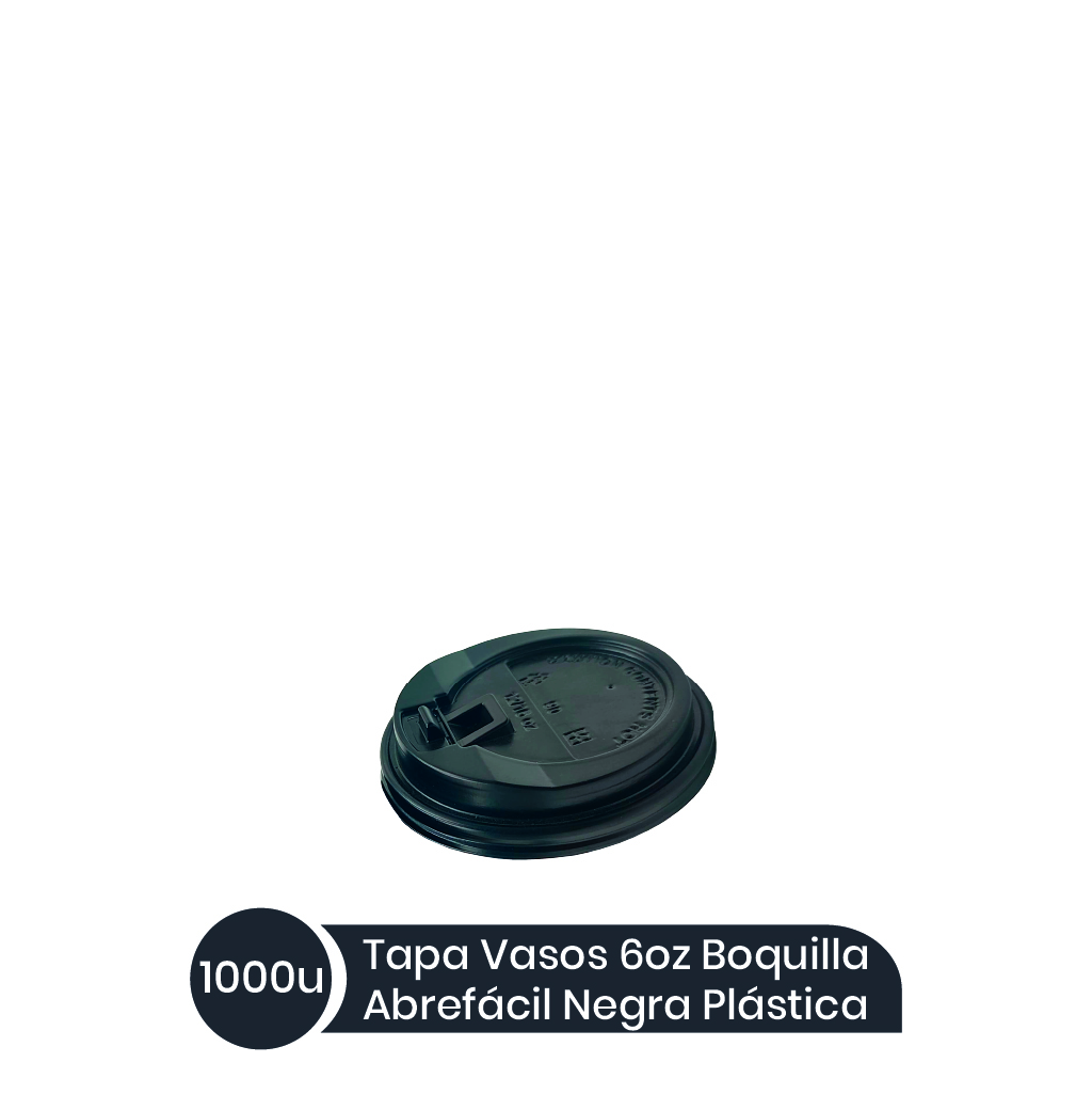 Tapa #6 C/Boquilla Plast Negra 1000 unid Poly Cup