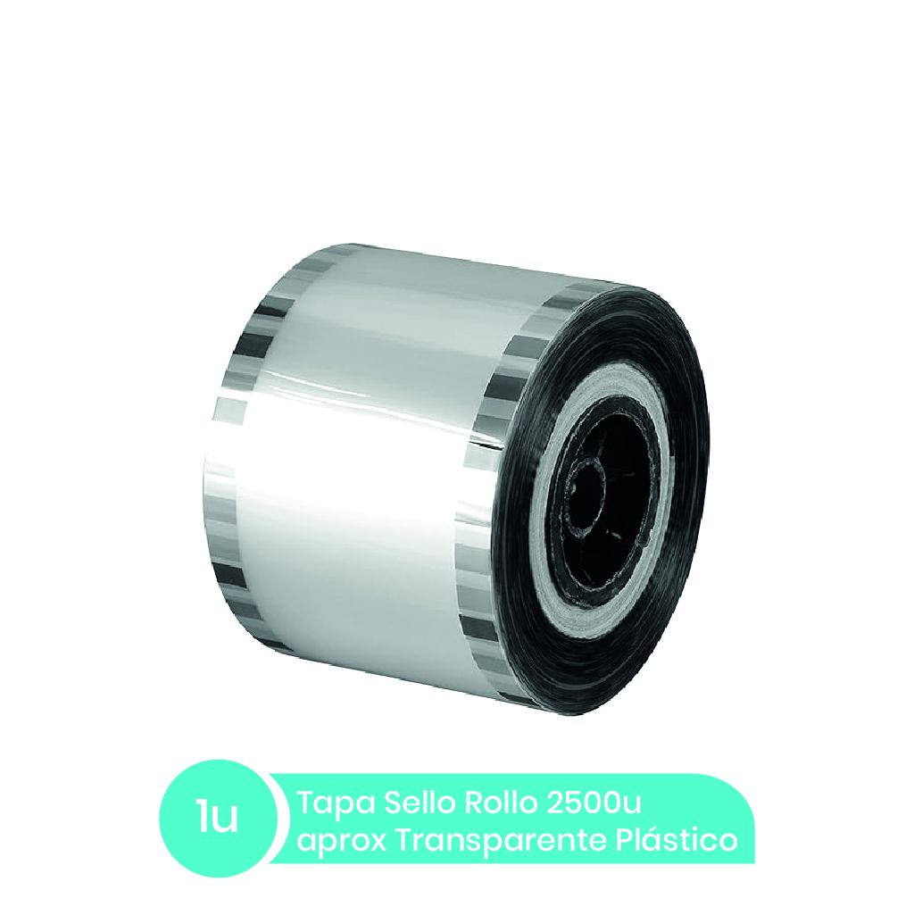 Tapa Sello Rollo Plastico TRANSPARENTE SIN IMPRESIÓN 2500 sellos aprox