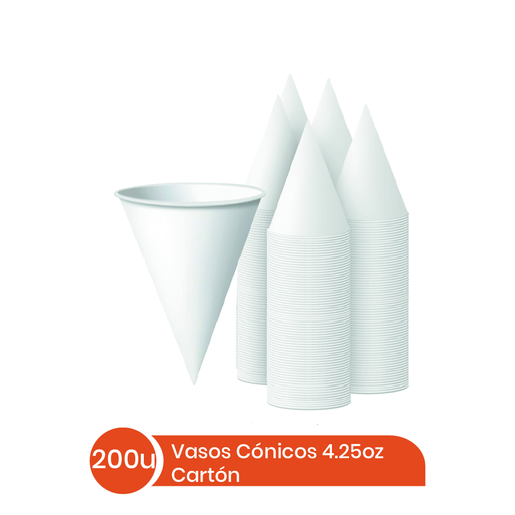 TIRAS Vasos Conicos ME 4.5oz 200unid
